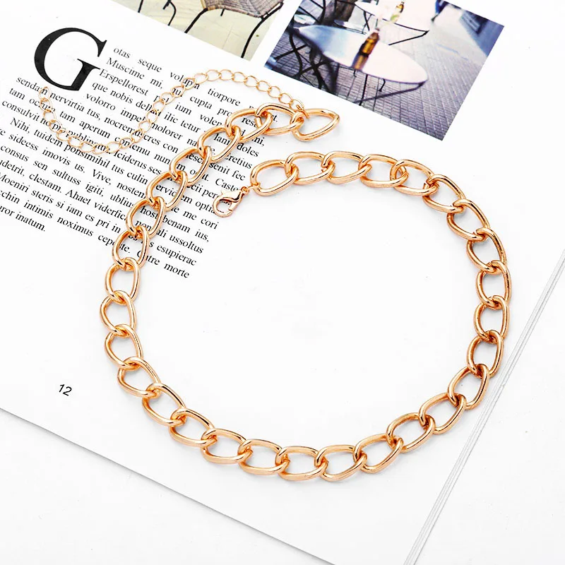 

Punk Miami Cuban Choker Necklace Collar Statement Hip Hop Big Chunky Aluminum Gold Color Thick Chain Necklace Women Jewelr Party