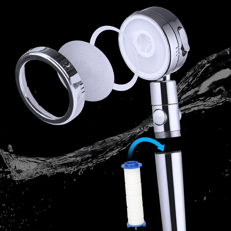 Zhangji Bathroom SPA Shower Head with 3 Modes Adjustable Rotating Filter Stop Button High-Pressure Water-Saving | Обустройство дома
