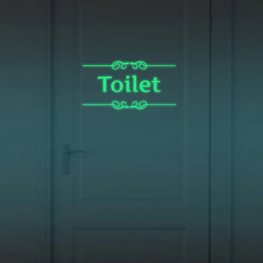 

Luminous Bathroom Wall Stickers Home Door Decor Glow in The Dark Toilet WC Indoor Stickers