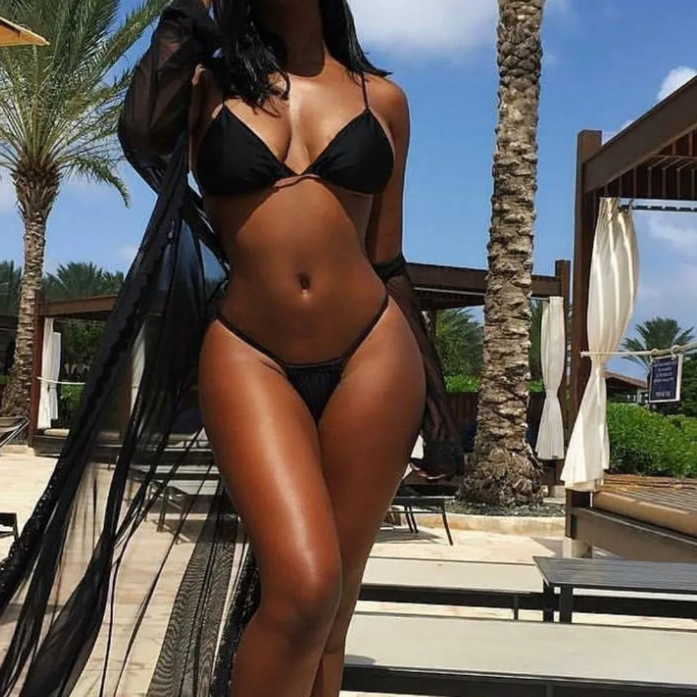 

Solid Black Lingerie Set Women Sexy Lingerie Push Up Bra+ Straps Thongs G-string Set Underwear Backless 2 Pieces Lingerie Female