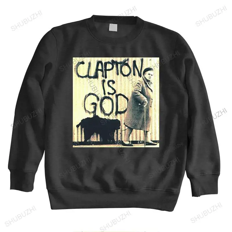 

men's shubuzhi spring streetwear hoody tops Cotton Print Mens autumn O-Neck sweatshirt ERIC CLAPTON - clapton is god