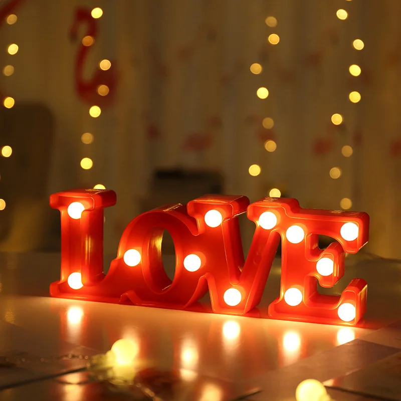 

3D LOVE Led Neon Light Sign Heart Ornaments Baby Shower Wedding Decor Wall Decor for Party Night Lights LED Lamp Fairy Lights