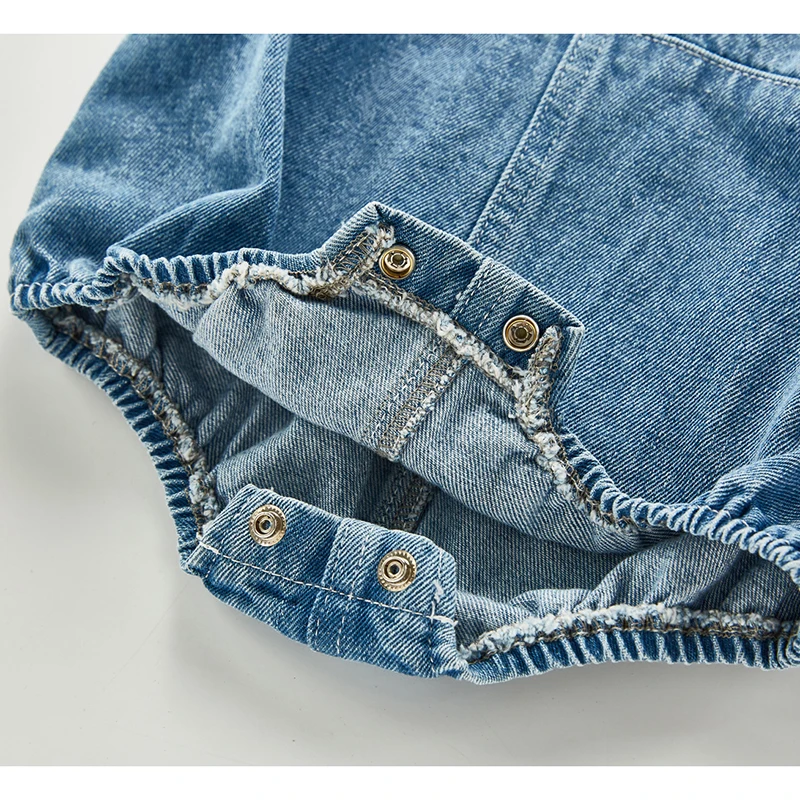 

2020 New Lovely Baby Girls Boys Pocket Romper Summer Infant Solid Rompers+Hat Newborn Baby Cute One-pieces Kids Cowboy Jumpsuit