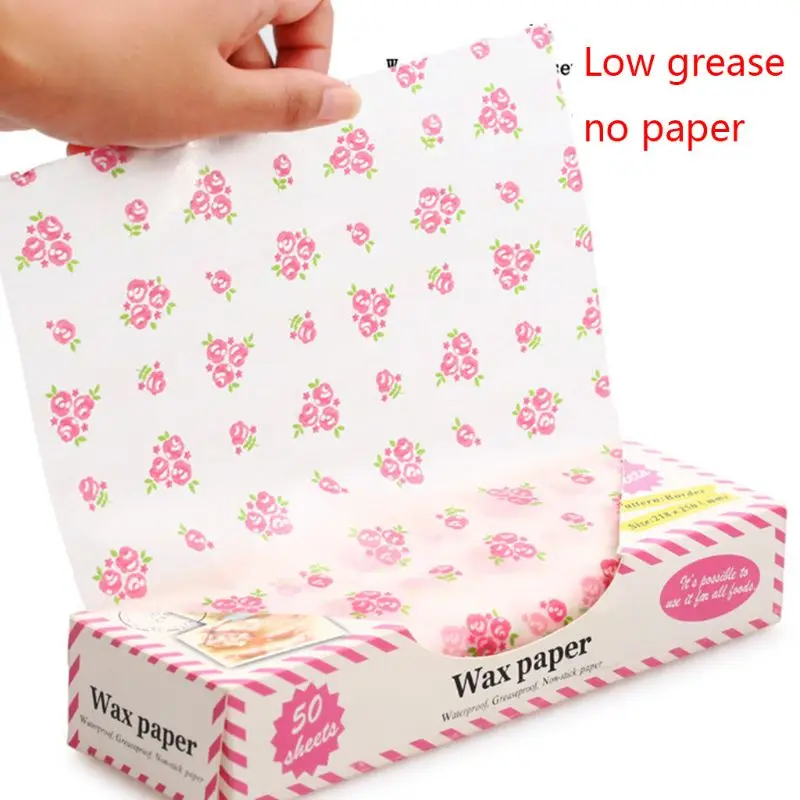 

50Pcs/Lot Baking Snacks Packaging Oil Paper Food Grade Baking Tray Wrapping Paper Wax Paper Decoration W0YD