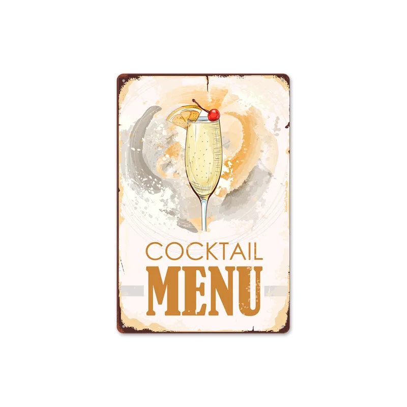 Новый ледяной коктейльный меню металлический знак винтажный жестяной Кухня Бар