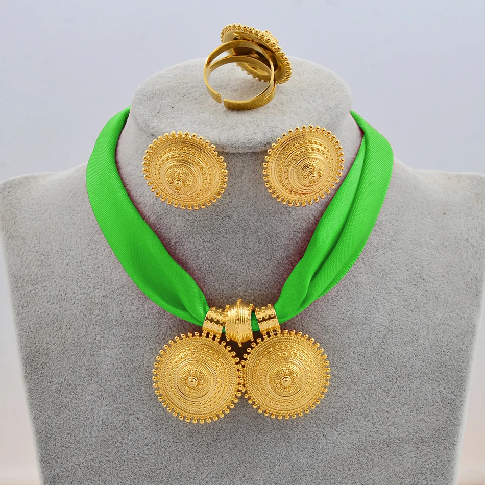 Anniyo DIY веревочная цепочка Эфиопский ювелирный набор золотого цвета Эритрея
