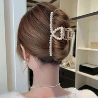 women elegant rhinestone pearl hair claws hairpins metal hollow geometric hair grabs hair clips for women girls hair accessories