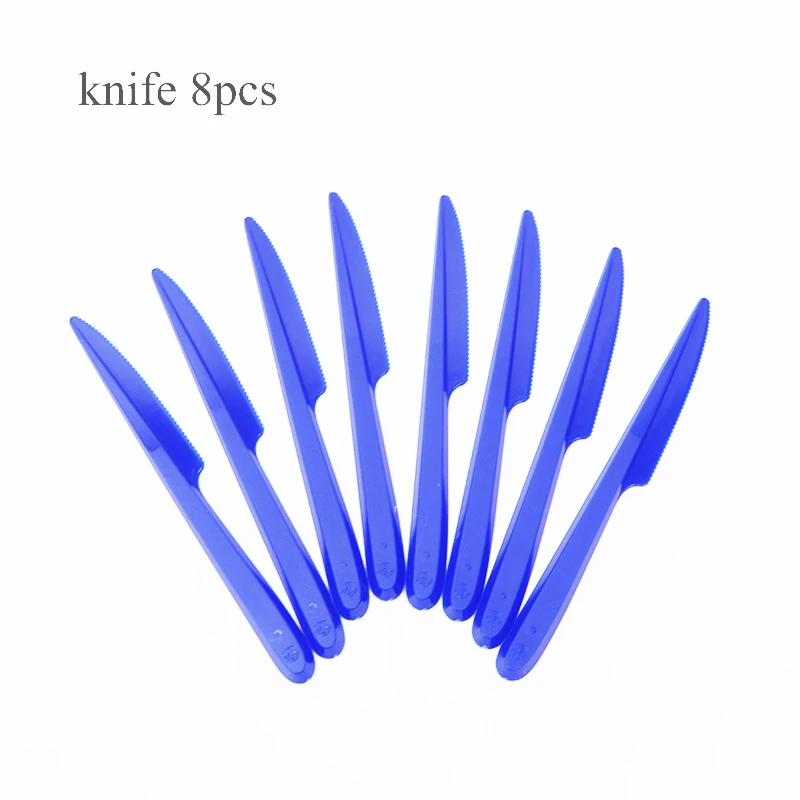 knife 8pcs Вечерние одноразовые столовые приборы с рисунком акулы из мультфильма, бумажная тарелка, салфетка для чашек, детский душ, детские принадлежности для дня рождения, Декор - Цвет: knife 8pcs