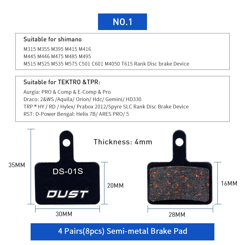 4 Pairs/8 Pcs DIY Cycling Bicycle Brake Pads Organic MTB Mountain Bikes for SHIMANO AVID Hayes ZOOM MAGURA FORMULA | Спорт и
