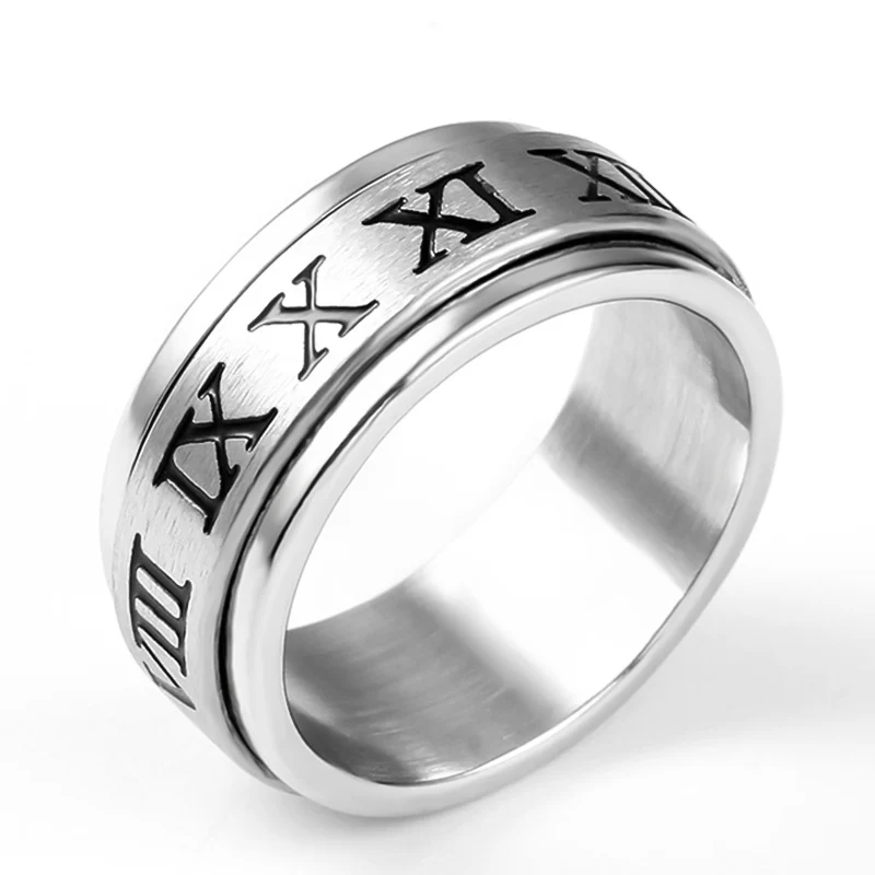 Мужское и женское кольцо из титановой стали с римскими цифрами 8 мм|Обручальные