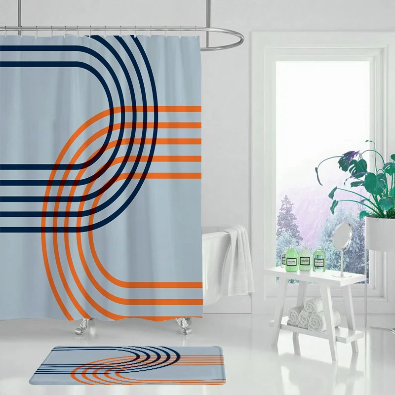 Акварельная Геометрическая ванная комната с одной печатью занавеска для душа