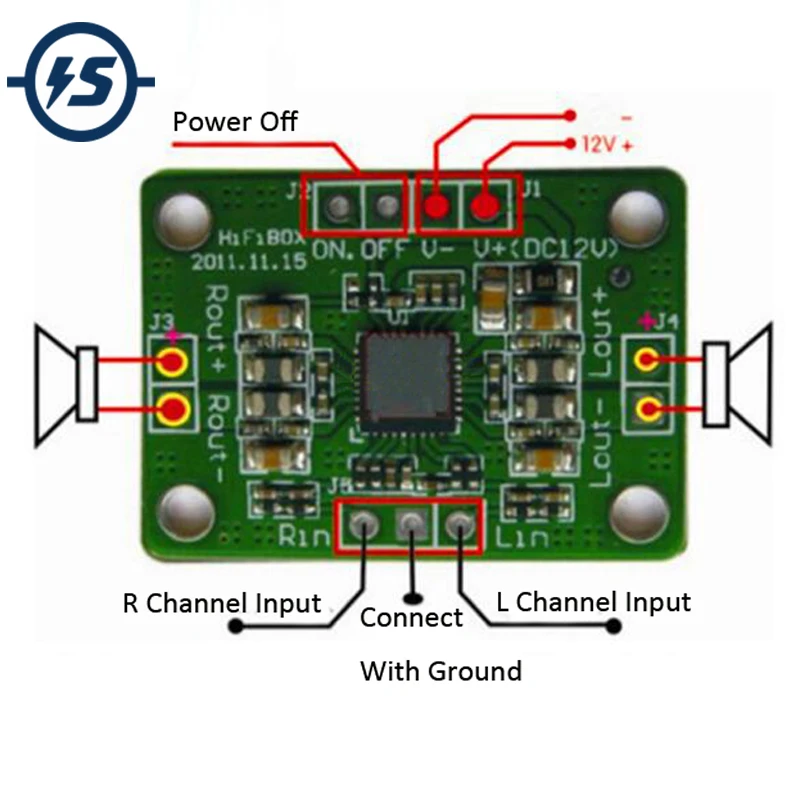 Плата цифрового усилителя мощности 12 В двухканальный трек Mini HIFI Fever 2*10 Вт Класс D
