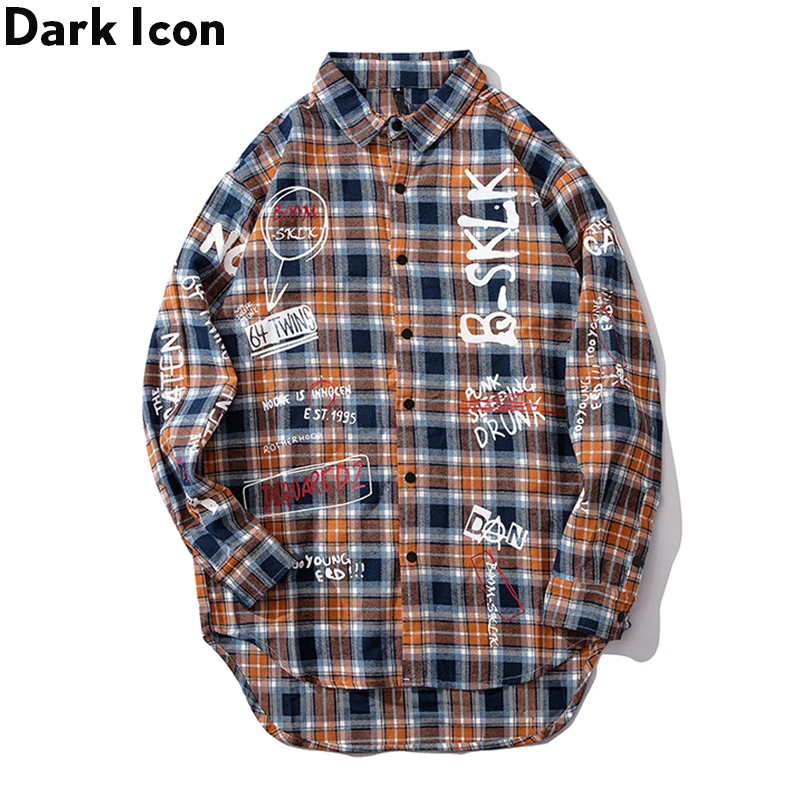 Темно икона граффити клетчатая рубашка мужская передняя короткая задняя длинная