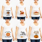 Хэллоуин Тыква объявление беременности рубашка благодарения футболка беременность милые футболки беременность раскрывает топы тройник