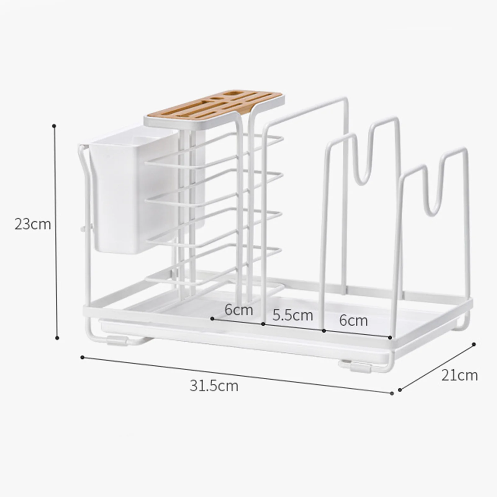 

Multifunctional Kitchenware Shelf Utensil Storage Organizer Kitchen Wooden Cutter Holder Pot Cover Rack With Draining Board