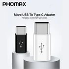 Переходник PHOMAX с Micro USB папа на Type-c Micro usb на Type C, портативный адаптер для зарядного устройства телефона Samsung S8 S9 Huawei P20 Xiaomi