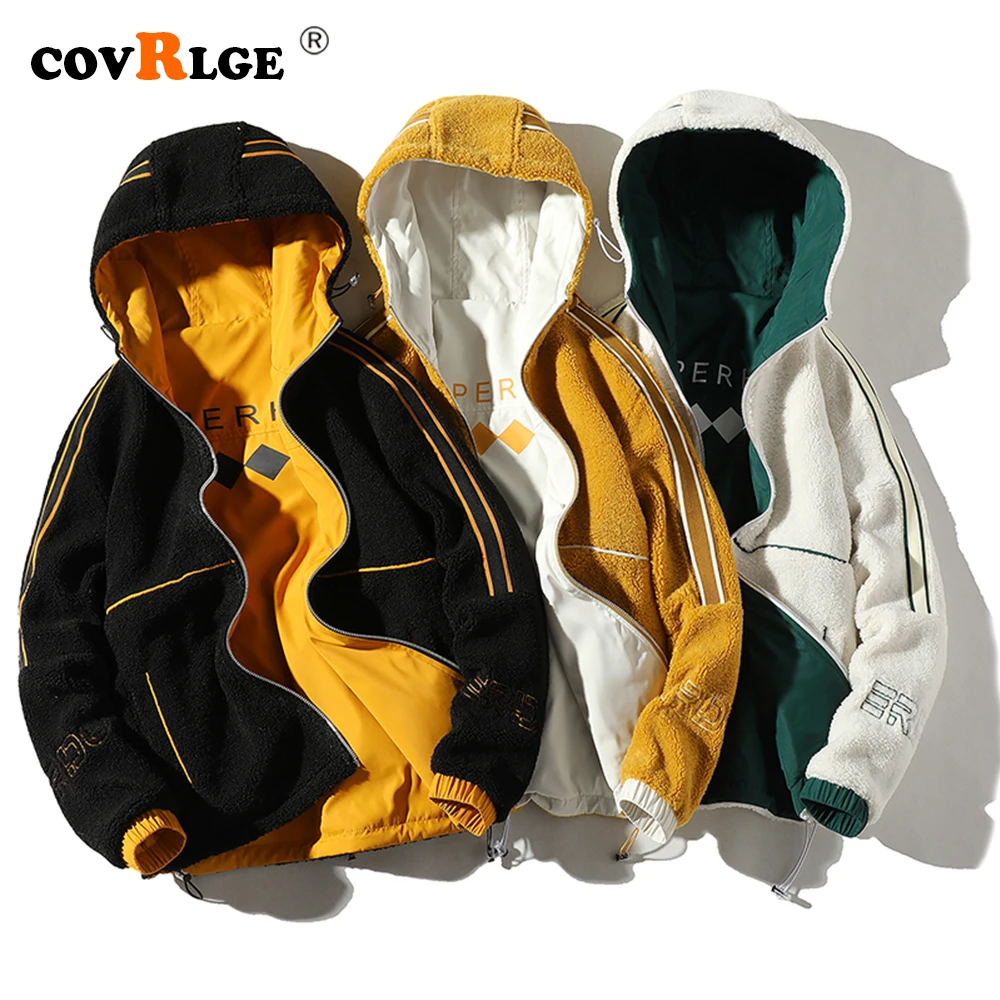 Winter Jacket Coat Men White Autumn Men Coat New Trend Casual Hooded Sportswear Men's Jacket Double-sided Lamb Fur Coat MWM099