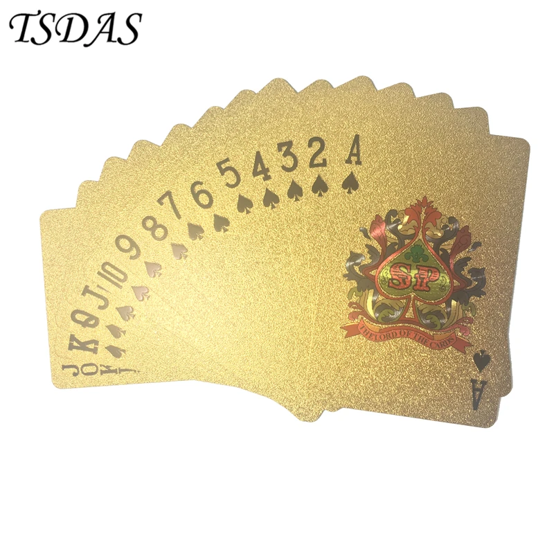 24к золото покер карты с китайским дизайном дракона Фольга гальваническим
