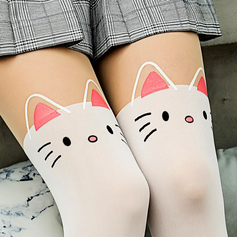 4 Anime cartoon stockings cat loving heart bear totoro devil Kumamon bowknot cute fun sweet women cotton stockings cosplay kawaii - Цвет: 4