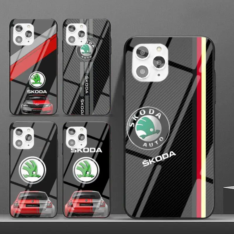 

Car SkOdA Phone Case For IPhone 6 6s 7 8 Plus X Xs Xr Xsmax 11 12 Pro Promax 12mini Tempered Glass