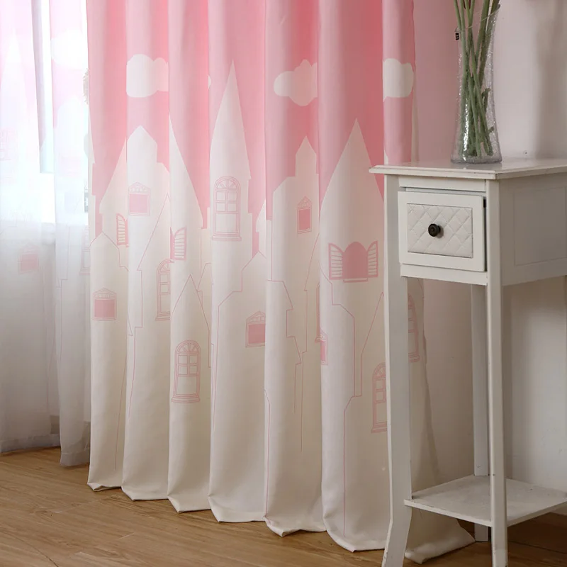 Розовые занавески с принцессой для гостиной синие/зеленые Мультяшные рисунком