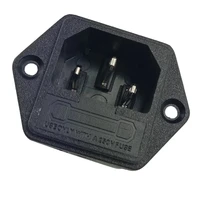 10pcs ac electrical power socket iec320 c14 3 pin male with fuse copper inlet connector plug 10a 250v industrial holder