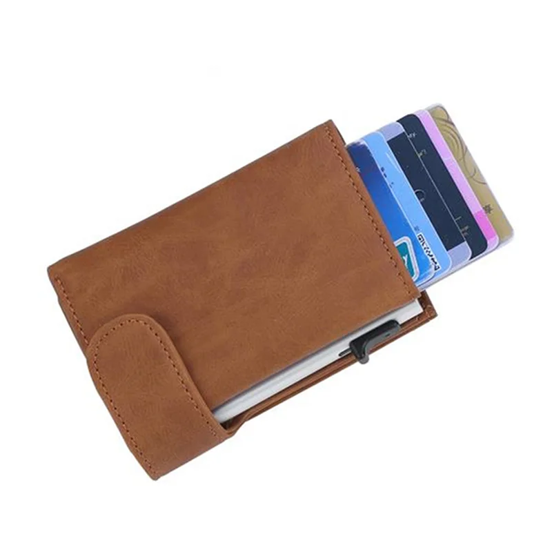 

DIENQI Rfid Genuine Leather Men Wallets Card Holder Slim Thin Smart Magic Wallet Small Short Coin Purse Male 2020 Brown Vallet