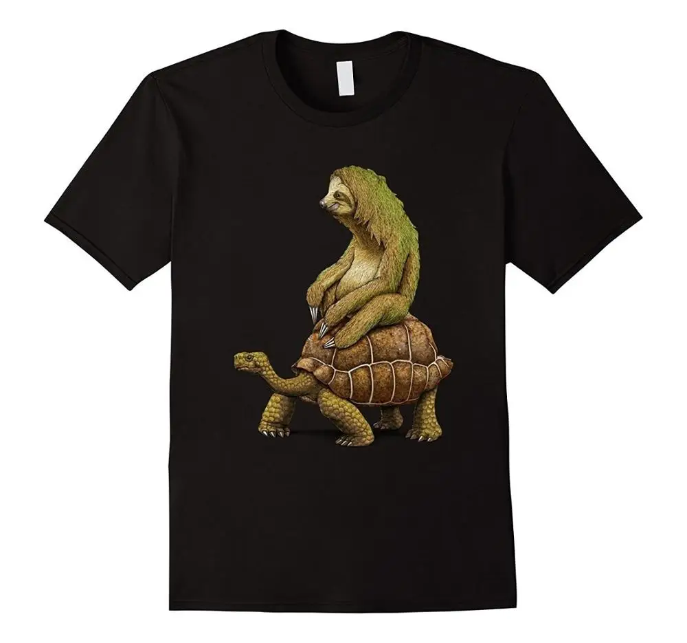 

Unisex Funny Speed is Relative Graphic T-Shirt Sloth Riding Turtle Shirt Funny Lazy Sloth Shirt