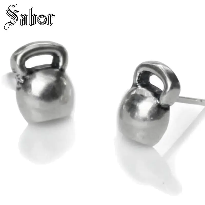 Серьги-гвоздики Kettlebell новинка 2020 года модные ювелирные изделия серебристого