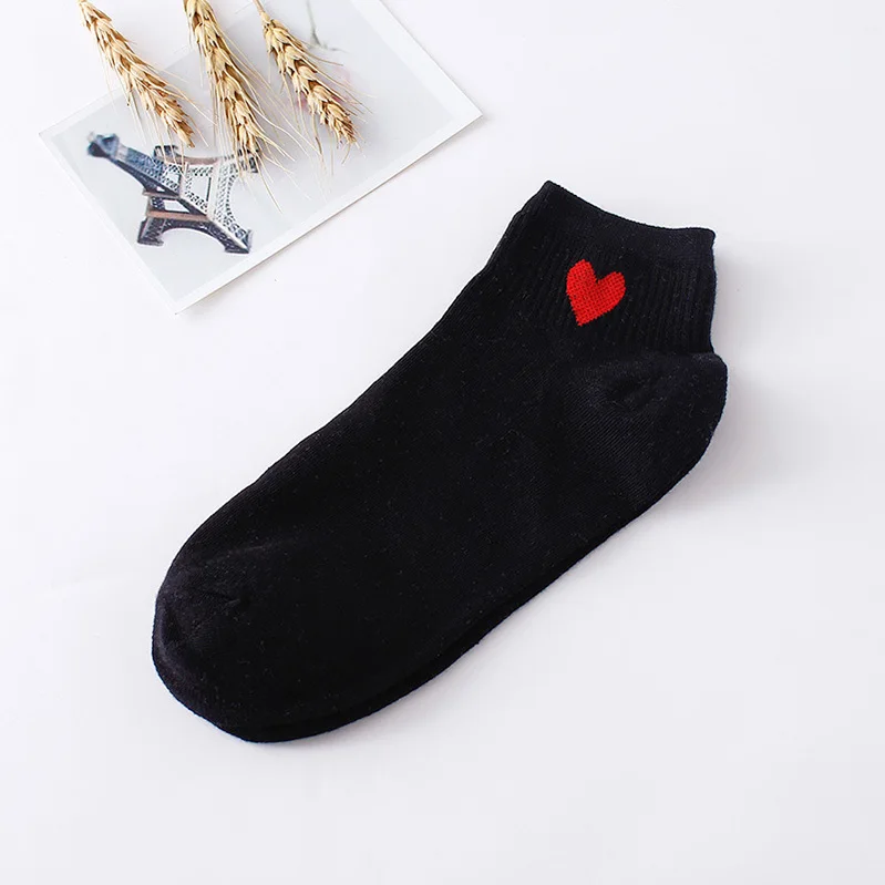 

10pcs=5pairs Women Short Socks Red Heart Cute College Fresh Female Socks Soft Cotton Summer Autumn Hot Sale Girls Sock