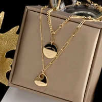 indelible stainless steel necklace fashionable charm heart shaped round pendant chain light luxury gift womens jewelry