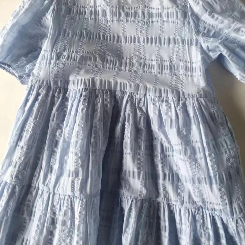 

New Japan Style Sweet Woman Blue Dress Chic Puff Short Sleeve Vestido Feminino Summer Fresh Ball Gown Dresses for Women