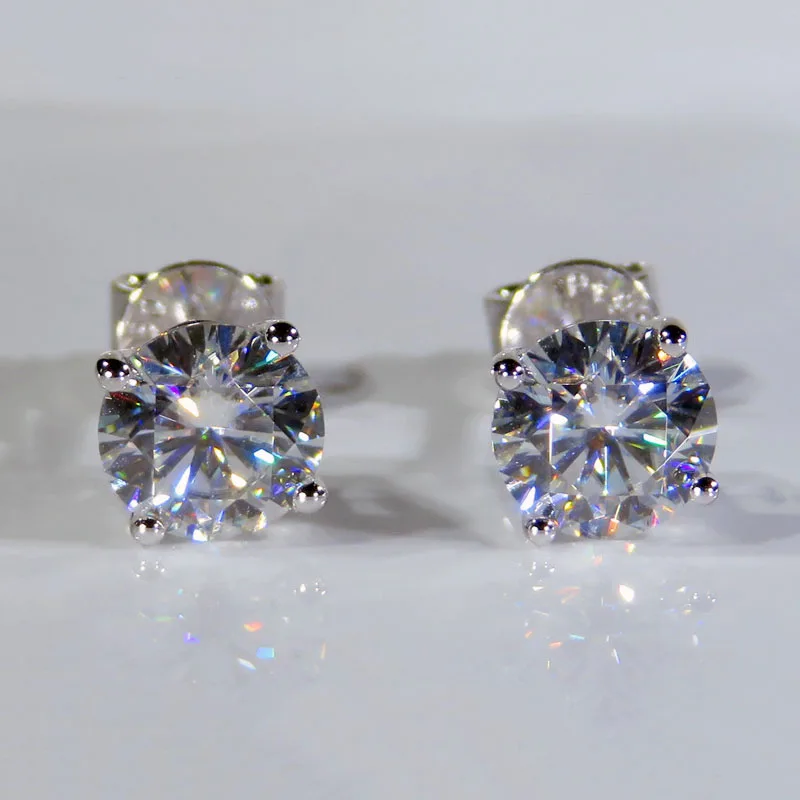 

Classic 4 claws Earrings 14K White Gold 5mm/piece Total 1ct Moissanite DF Color Engagement wedding earrings