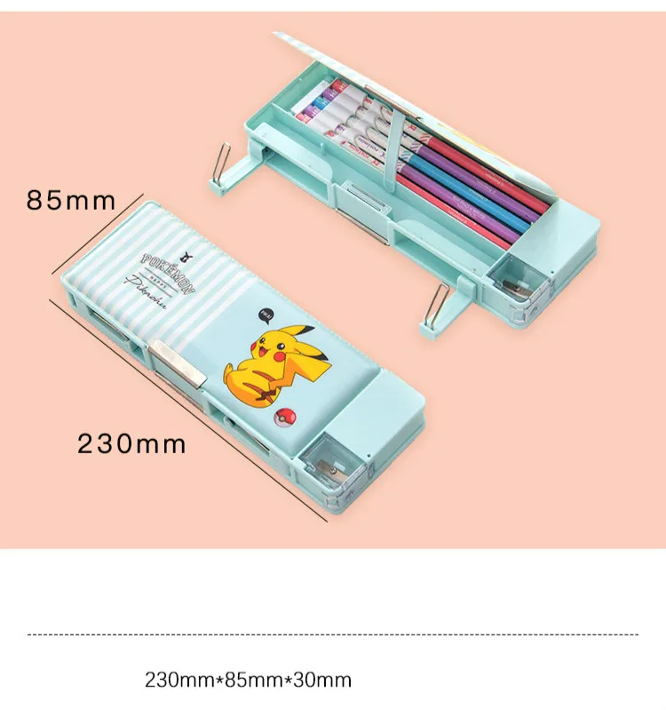 

Deli Pencil Case Kawaii Pupil Plastic Boys Pencil Cases Cute Cartoon Student Pencil Bags with Bookshelf School Supplies Penalty
