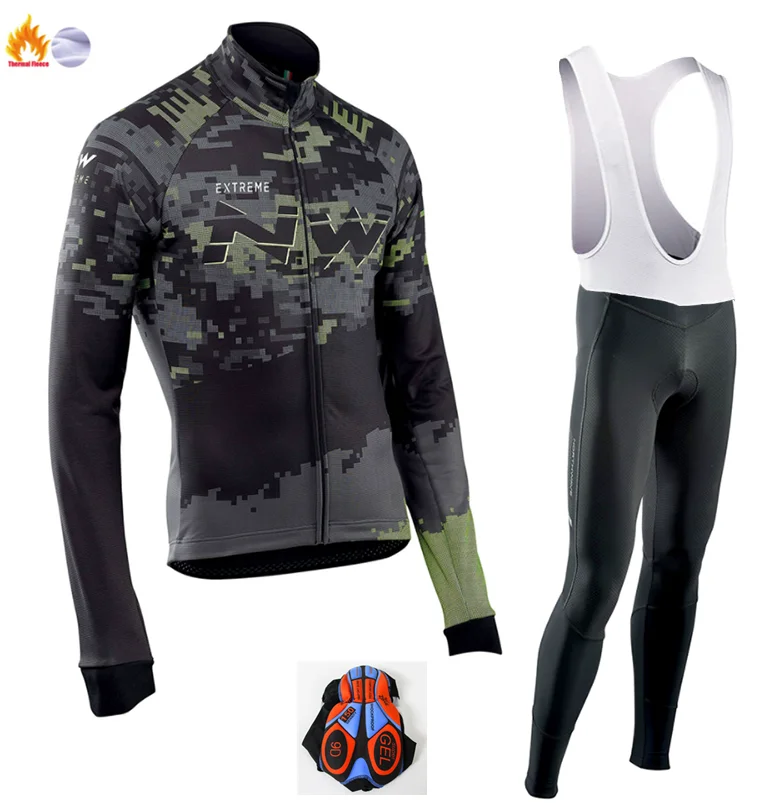 Winter Cycling Suit Ropa ciclismo теплый зима Термальность флис велосипедная одежда Для Мужчин's Велоспорт Джерси костюм для прогулок верховой езды на велосипеде, MTB Костюмы комбинезон, комплект - Цвет: Winter Cycling Suit
