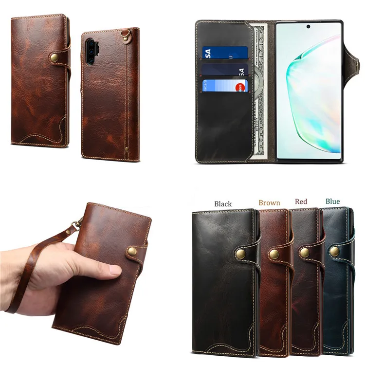 

4 вида цветов для Samsung Galaxy Note10 + чехол из натуральной кожи Galaxy Note10 Note 10 Plus Note 10 + Винтажный чехол с магнитной веревкой и карманом для карт