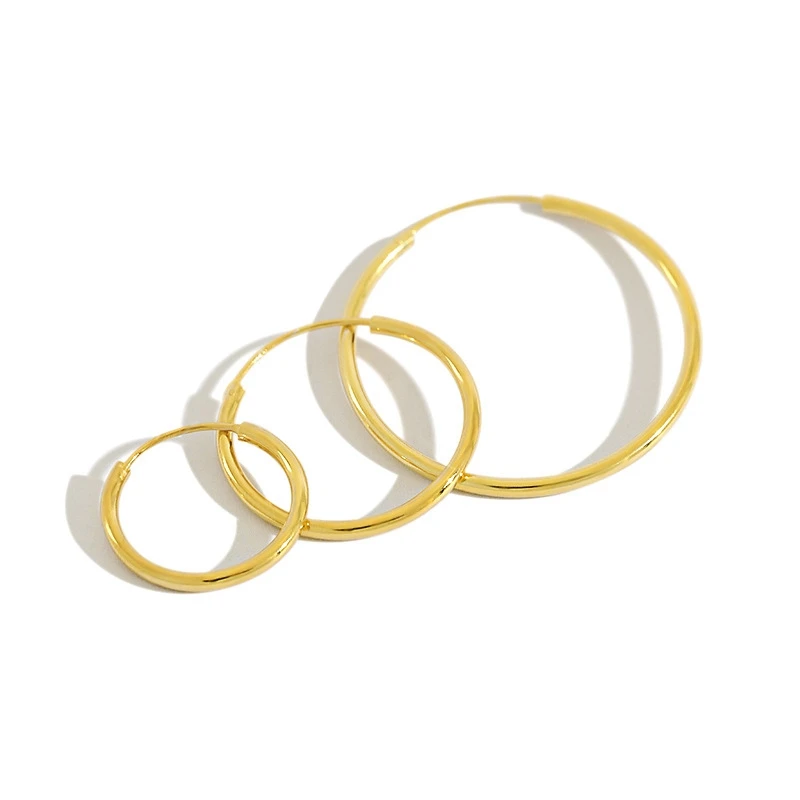 

Besimpol Real 925 Sterling Silver Hoop Earrings 15mm/20mm/30mm Size Minimalist Round Circle Earrings Wedding Party Fine Jewelry