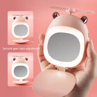 selfie fill light decorative mirror with fan portable makeup led makeup mirror cartoon charging lighting beauty mirror
