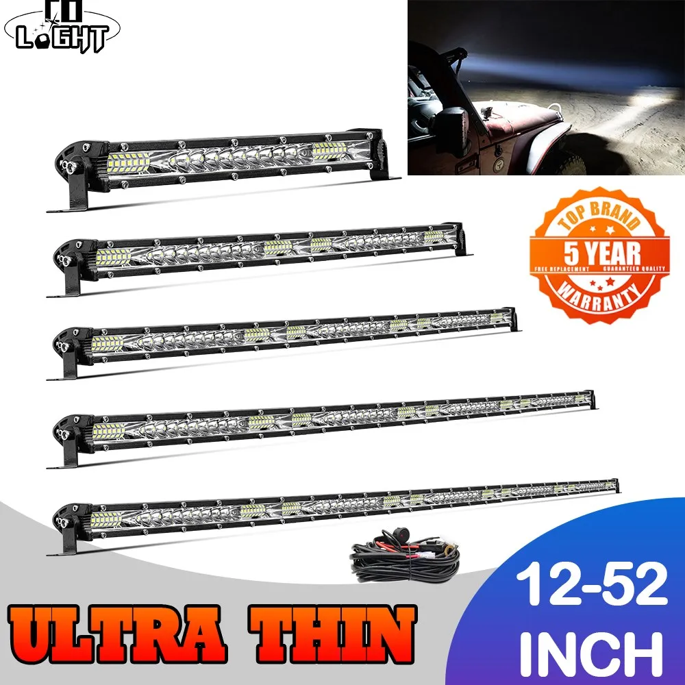 

CO LIGHT 12 22 32 42 52'' Super Slim Led Light Bar 52W 104W 156W 208W 260W Led Work Light Offroad Driving Truck 4x4 ATV 12V 24V