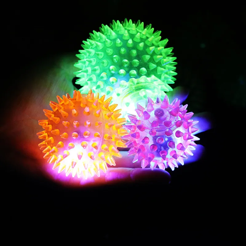 1pc Interactive Rubber Balls Lighting Dog Toy Cat Pet Squeaky Toys Soft Chew Elastic Hedgehog Ball Puppy | Дом и сад