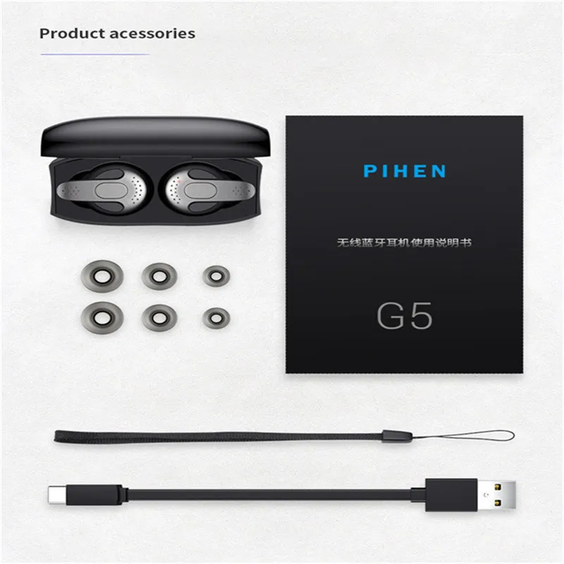 

TWS Bluetooth V5.0 Earphone IPX5 Waterproof Wireless Headset Stereo Ture Wireless Earbuds with Mic Mini Earphone G5