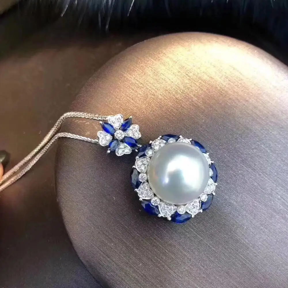 Fine Jewelry 18K Rose Gold Natural Australia Origin White Pearl 13-12mm Pendant Necklaces for Women FIne Pearls Pendants | Украшения и