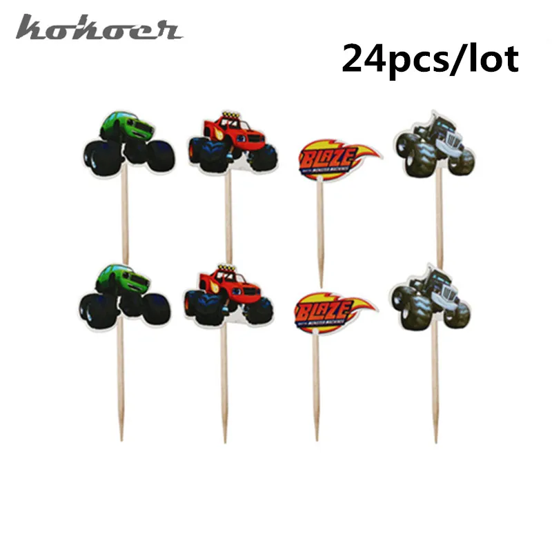 День рождения украшения вспыш и чудо машинки тема для капкейка с барабанные