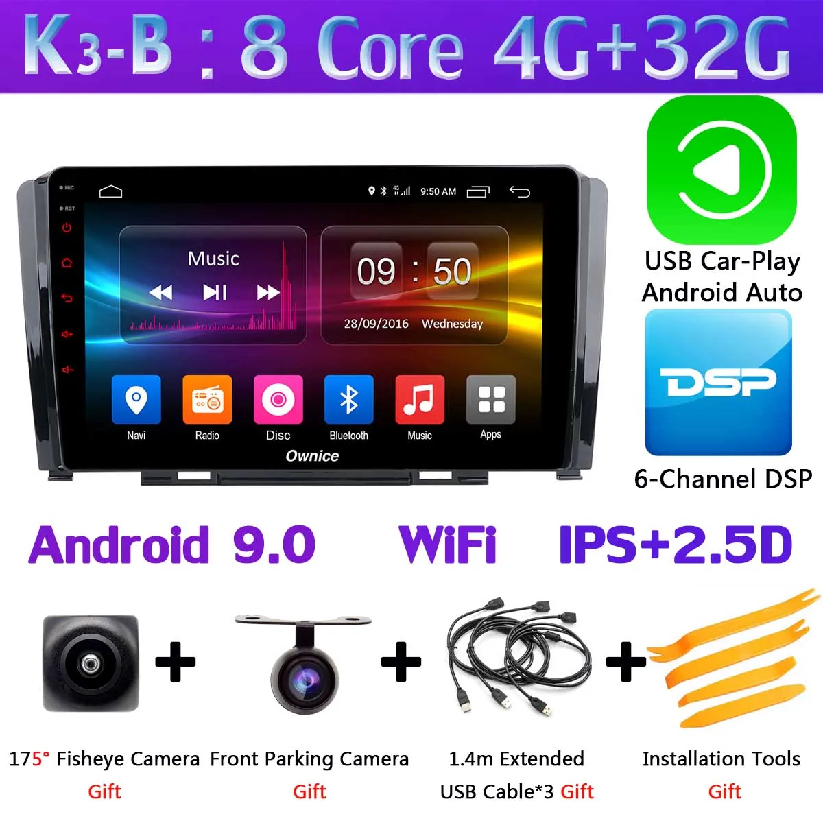 K3-B-CarPlay Ownice K1 K3 K5 K6 автомобильный dvd-плеер для Great Wall Hover Haval H6 2009- Автомобильный gps Радио DSP CarPlay стерео 360 ° панорамный - Цвет: K3-B-CarPlay