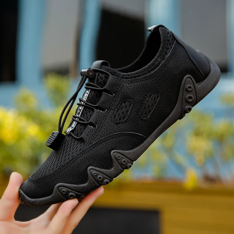 

Summer Breathable Sports Mesh Shoes Men's Round Toe Mesh Mesh Casual Outdoor Hiking Wading Horizontal Heel Upstream Shoes