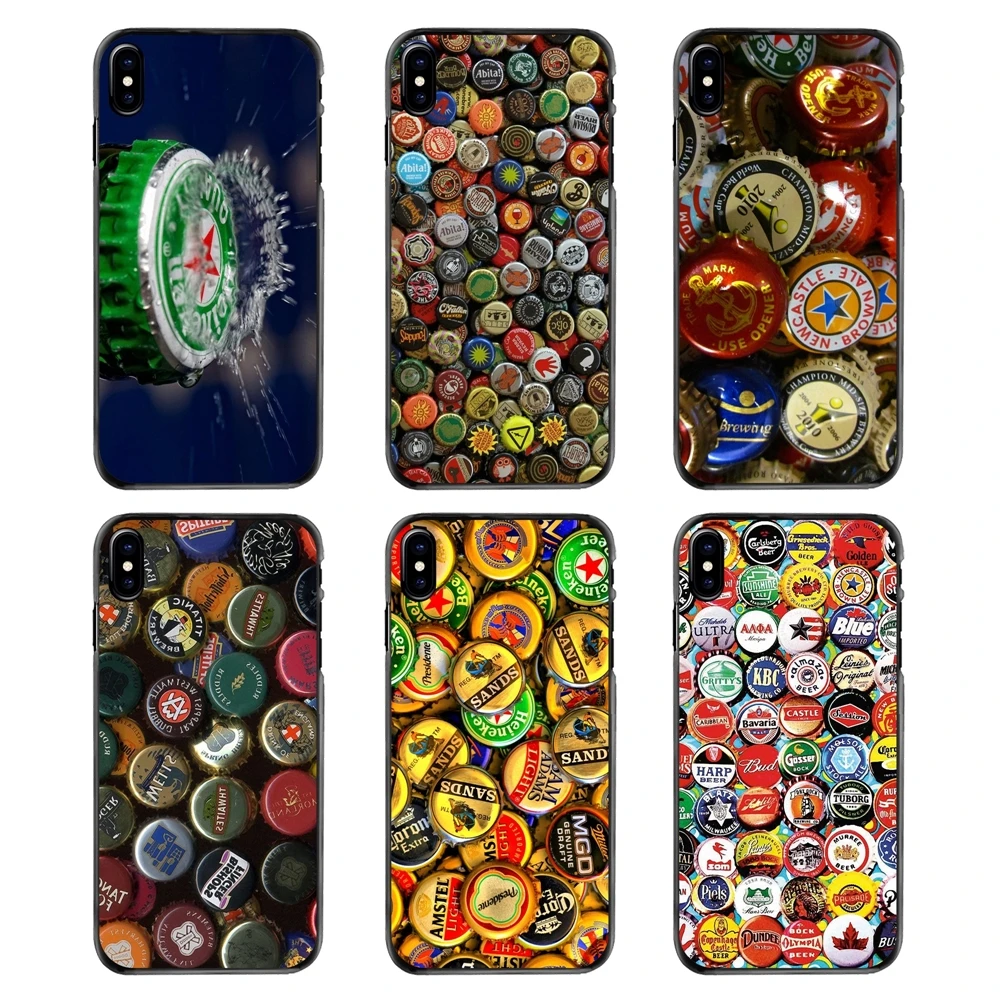 Для iPhone 4 4S 5 5S 5C SE 6 6S 7 8 Plus X XR XS Max Кепка много шапок для пивных бутылок шаблон коллаж