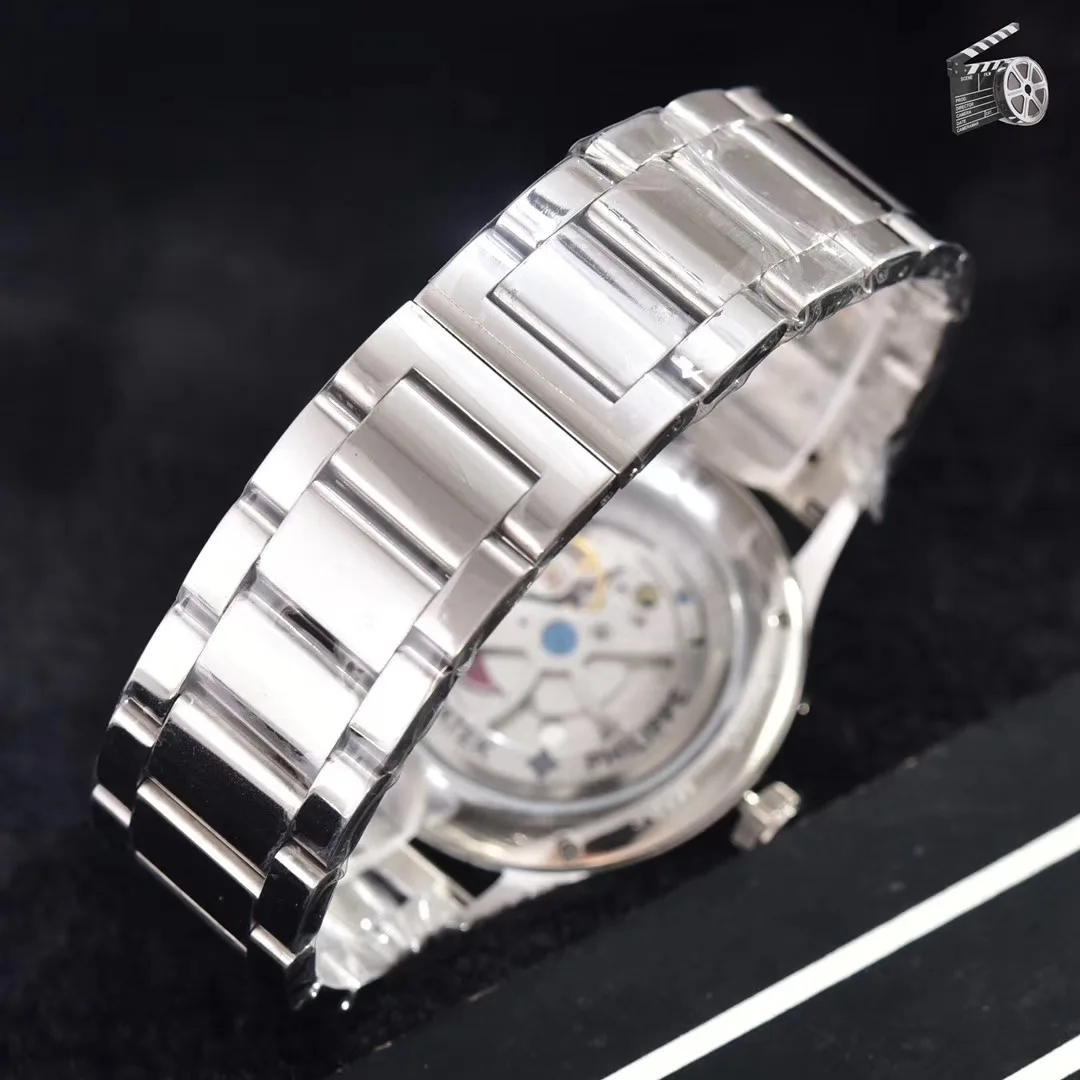 

Classic New Automatic Mechanical Men Watch Sapphire Transparent Glass Back Rose Gold Black Silver Tourbillions Watches AAA