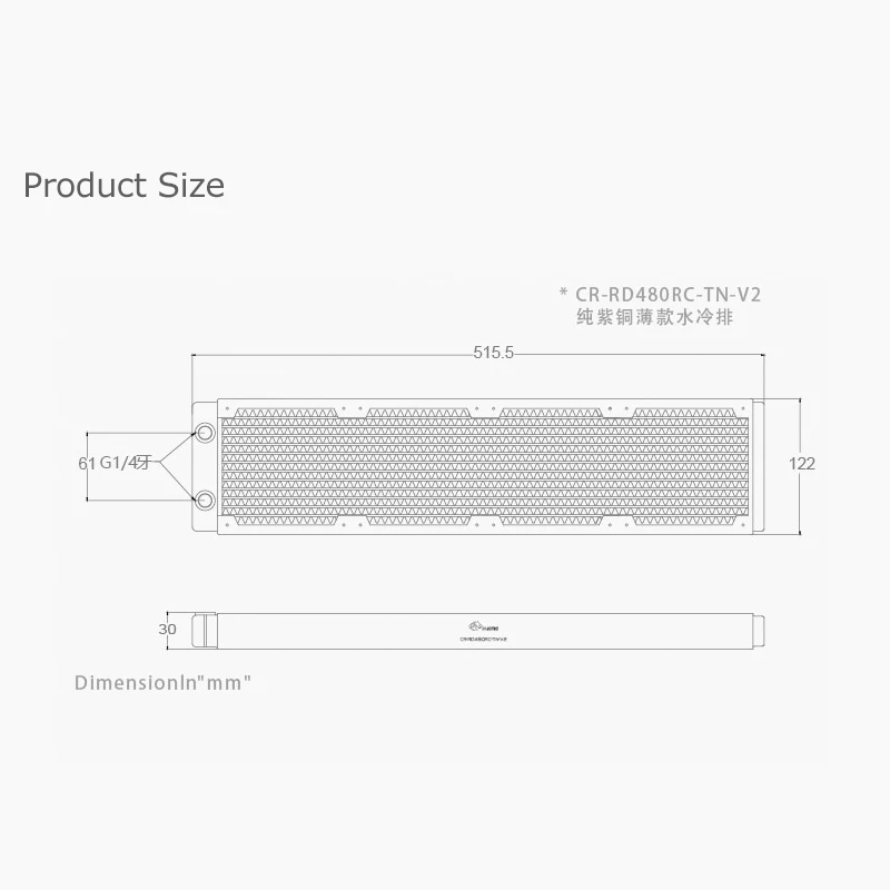 Bykski черная водяная охлаждение 480 мм медный радиатор толщина около 30 лучше для 12 см