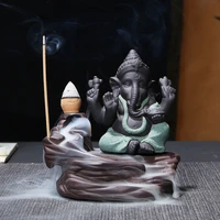 ceramic backflow incense burner elephant buddha figurines base home decors gift