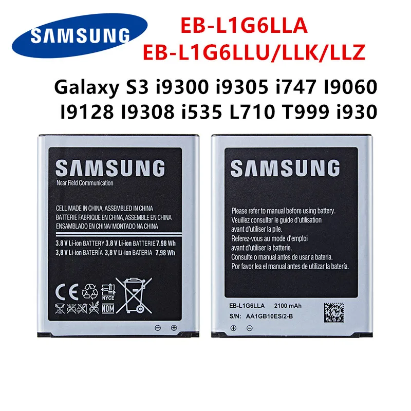 SAMSUNG оригинальная EB L1G6LLA L1G6LLU/LLK/LLZ 2100 мА/ч батарея для Samsung Galaxy S3 i9300 i9305 i747 I9060 I9128 I9308
